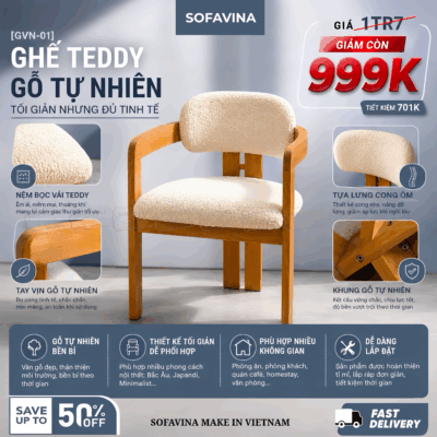 [GVN-01] GHẾ TEDDY GỖ TỰ NHIÊN